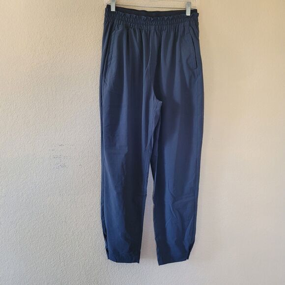 Prana Womens Wonderland Rocks Pants Size Medium Navy Blue Snap Cuffs Pockets Euc - Picture 1 of 12